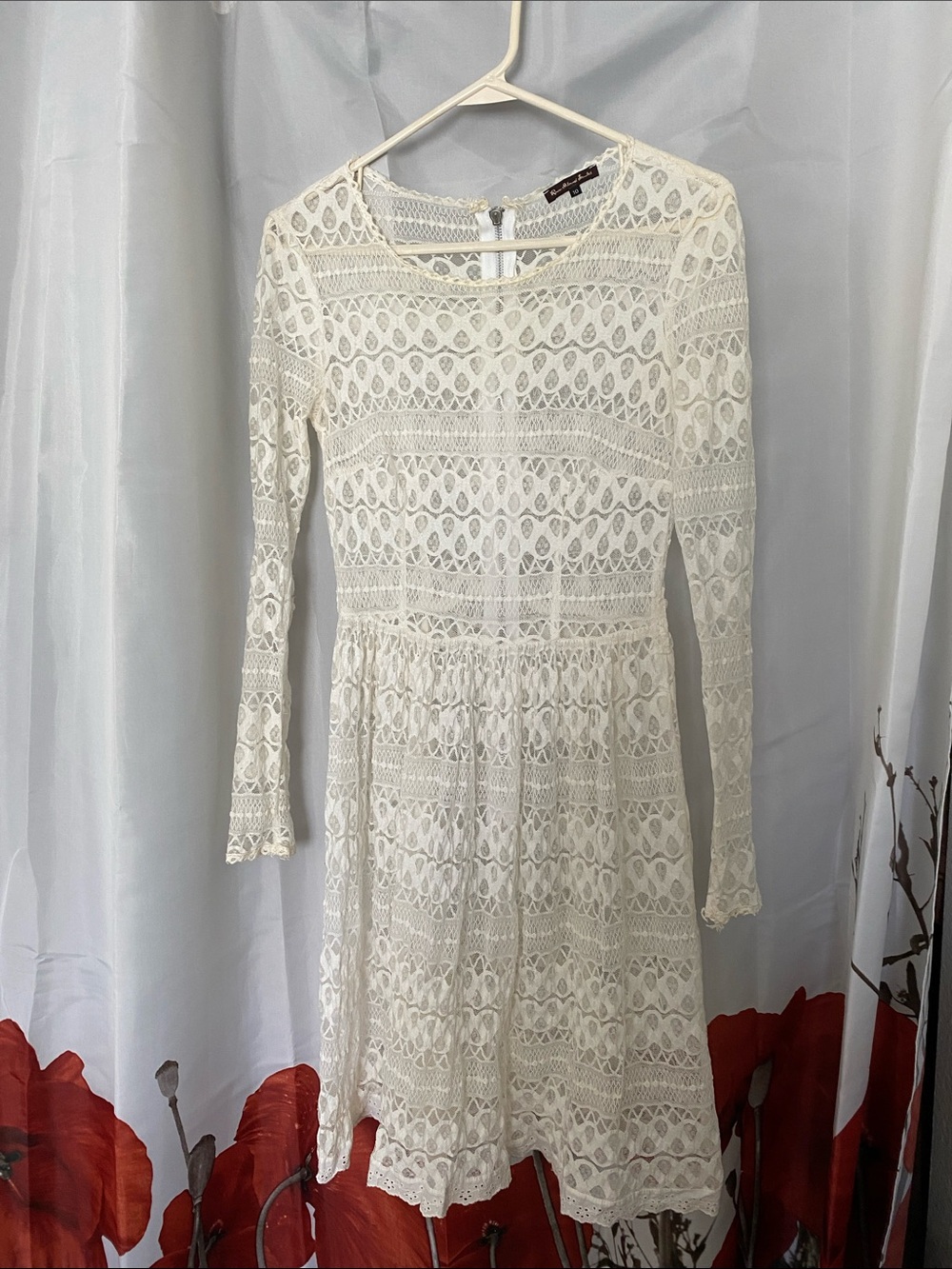 River Island White Lace Long-Sleeve Sheer Dress